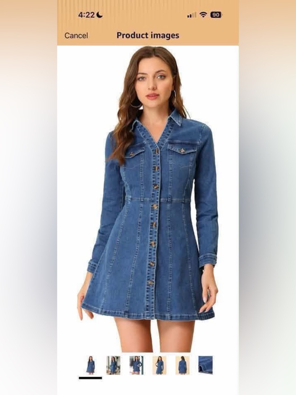 Blue Denim Button-Front Fit & Flare Dress
